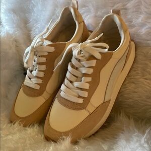 Women's Cream and Tan Sneakers